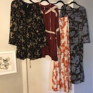 Free People Lot L dresses long sleeve maxi floral